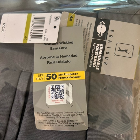 PGA Tour expandable waist band mens UPF50+ grey shorts w/pockets NWT Sz-44. T3 - Picture 8 of 8